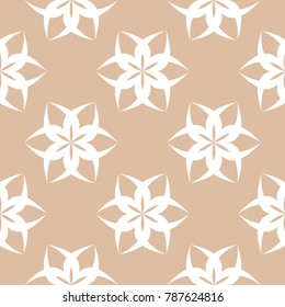 White floral seamless pattern on beige background