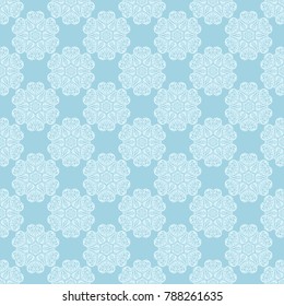 White floral seamless pattern on blue background