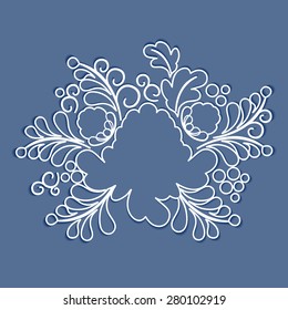 White floral vector ornament, invitation card, isolated elements