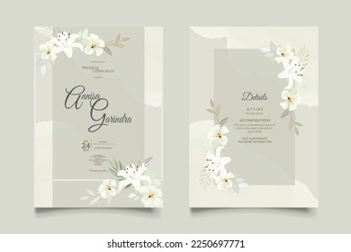 Invitación a la boda floral blanca Juego de plantillas Vector premium de energía verde