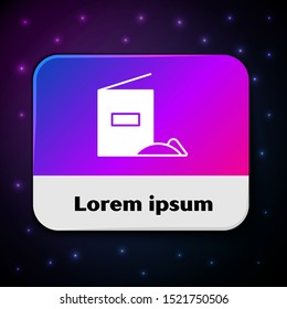 White Flour pack icon isolated on black background. Rectangle color button. Vector Illustration