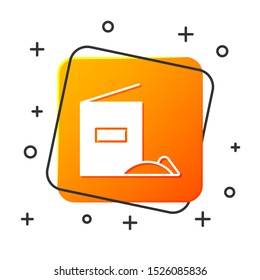 White Flour pack icon isolated on white background. Orange square button. Vector Illustration