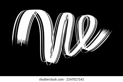 White flow brushstroke on white background.. Ribbon isolated line. Realistic volume wave. Liquid paint ink shape. Real vector illustration swirl blur. Crayons and chalk paint, fibers, hair and bunch