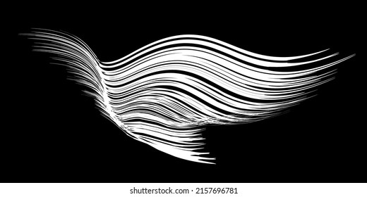 White flow brushstroke on white background.. Fluffy bunch of white politics. Abstract disheveled fibres. Vector illustration swirl blur. Crayons and chalk paint, fibers, hair and bunch.