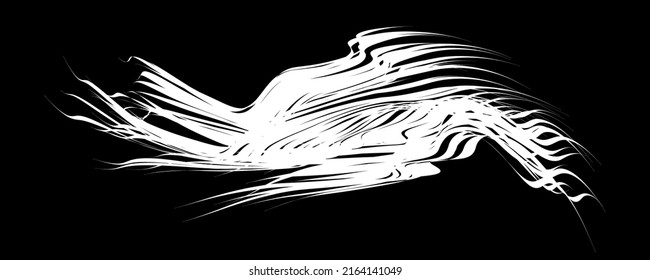 Pinceles de flujo blanco sobre fondo blanco. Un montón de política blanca. Resumen de fibras descamadas. Ilustración vectorial desenfoque. Pinturas de tiza y de capucha, fibras, pelo y racimo.