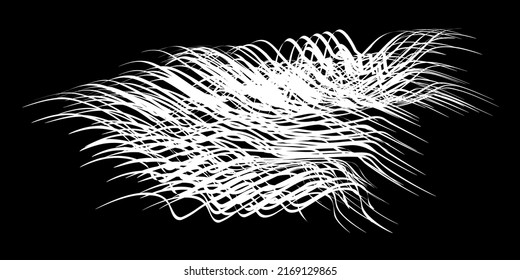 White flow brushstroke on white background.. Fluffy bunch of white politics. Abstract disheveled fibres. Vector illustration swirl blur. Crayons and chalk paint, fibers, hair and bunch.