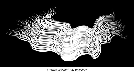 White flow brushstroke on white background.. Fluffy bunch of white politics. Abstract disheveled fibres. Vector illustration swirl blur. Crayons and chalk paint, fibers, hair and bunch.