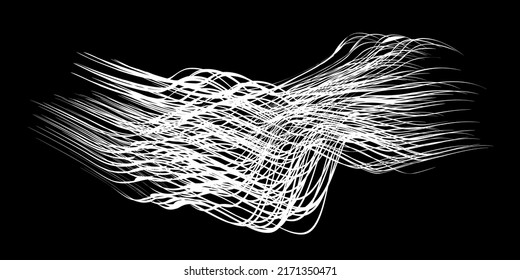 White flow brushstroke on white background.. Fluffy bunch of white politics. Abstract disheveled fibres. Vector illustration swirl blur. Crayons and chalk paint, fibers, hair and bunch.