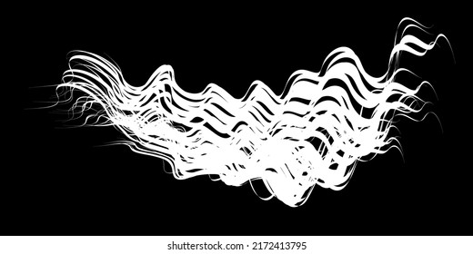 White flow brushstroke on white background.. Fluffy bunch of white politics. Abstract disheveled fibres. Vector illustration swirl blur. Crayons and chalk paint, fibers, hair and bunch.