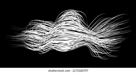 White flow brushstroke on white background.. Fluffy bunch of white politics. Abstract disheveled fibres. Vector illustration swirl blur. Crayons and chalk paint, fibers, hair and bunch.