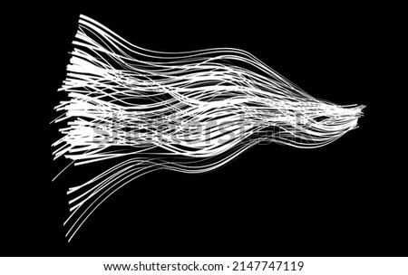 White flow brushstroke on white background.. Fluffy bunch of white politics. Abstract disheveled fibres. Vector illustration swirl blur. Crayons and chalk paint, fibers, hair and bunch.