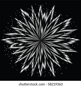 white flower burst on black background