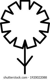 White flower with eleven petals and long stem, illustration, vector on white background.