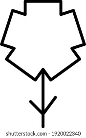 Weiße Blume mit fünf breiten Blütenblättern, Vektorgrafik auf weißem Hintergrund.