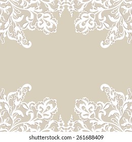 White flower frame, lace flower ornament