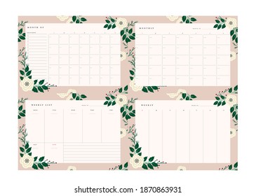 plantilla de planificador de esquema de flor blanca