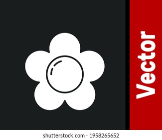Weiße Blume Symbol einzeln auf schwarzem Hintergrund.  Vektorgrafik