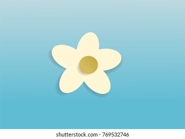 White flower isolated on blue background illustration vector