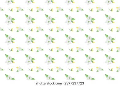white flower with leaf as seamless pattern background