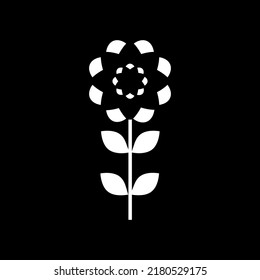Flor blanca y hojas sobre fondo negro Ilustración vectorial