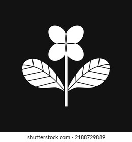 White Flower and Leafs on black background Vector Illustration