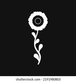 Weiße Blume und Blätter auf schwarzem Hintergrund Vektorgrafik