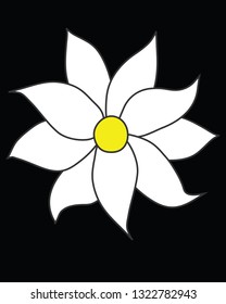 White flower on black background. Modern design. Vector illustration