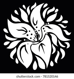 White flower on a black background.