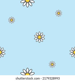 Flor blanca sobre fondo azul vector sin soldadura