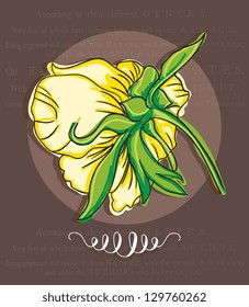 White flower, on brown background. Vector illustration