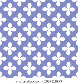 White flower on purple background seamless pattern. Vector background.