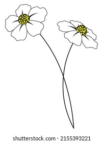 Flor blanca en dibujos animados aislados
