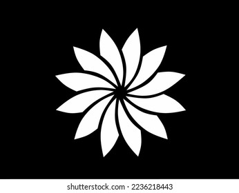 White flower ornament illustration isolated with 12 petals.