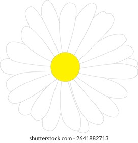 White flower outline in minimal line art style, perfect for tattoos, coloring books, botanical prints, floral icons, and elegant black and white illustrations.