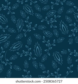 Weißes Blumenmuster auf blauem Hintergrund