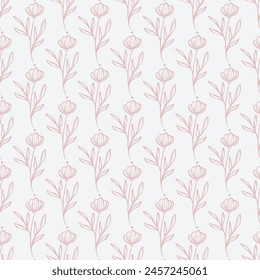 Patrón de flores blancas, delicado fondo floral con ilustraciones dibujadas a mano, repetición sin fisuras