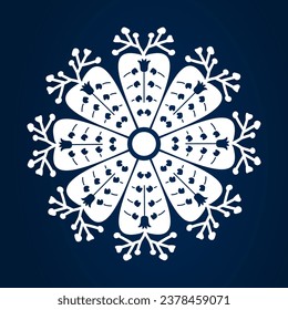 white flower pattern drawing on blue background 