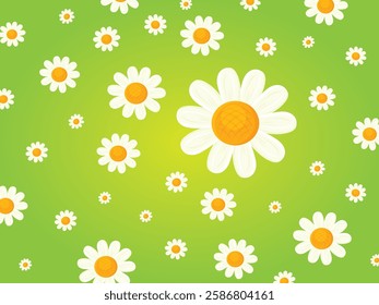 white flower pattern green background