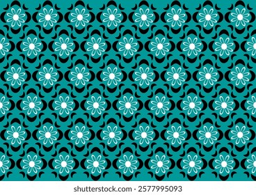 white flower pattern on blue background 