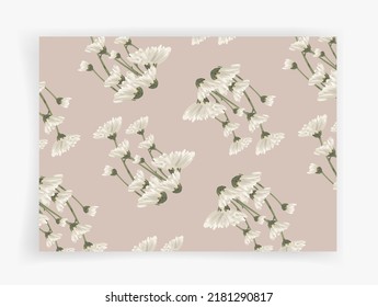 White flower pattern on pink background. Pastel floral pattern wallpaper. Pattern for fabric or paper.