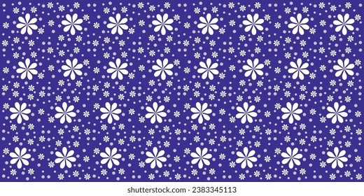 White flower pattern on purple background suitable for seamless fabric