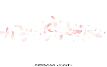 White Flower Petal Vector White Background. Pastel Delicate Peach Petal Illustration. Apple Petal Spa Backdrop. 3d Cherry Petal Poster.