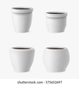 White Flower Pot. Vector Illustration