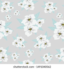 white flower seamless pattern background