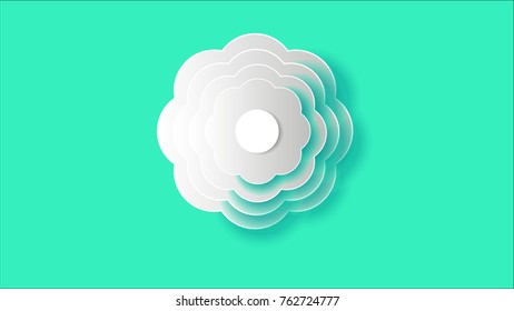 white flower with shadows on light green background