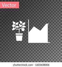 White Flower statistics icon isolated on transparent background.  Vector Illustration