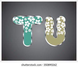 white flower style alphabet letters isolated on grey background