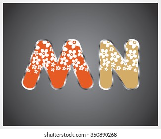 white flower style alphabet letters isolated on grey background