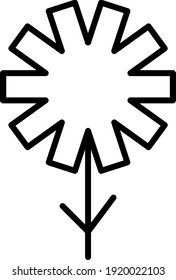 White flower with ten rectangle petals, illustration, vector on white background.