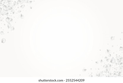 White Flower Vector Light Background. Pastel Fall Rose Wallpaper. Beauty Petal Frame. Gray Peach Flying Backdrop.